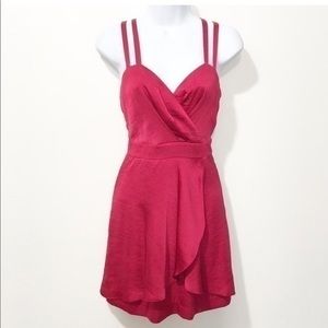 BCBGeneration Hot Pink Wrap-Style Mini Dress with Double Straps
